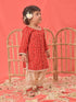 Girl's Red Bandhni Print Kurta And Patiala Set